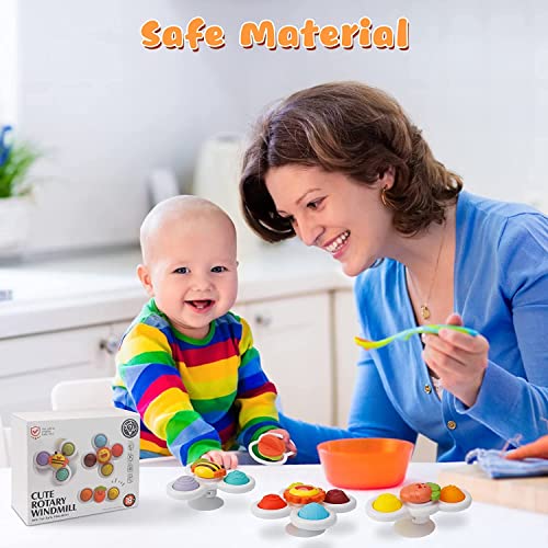 Saugnapf-Spinner-Spielzeug, Baby-Badespielzeug mit Saugnapf, Silikon-Flip-Board, Baby-sensorisches Spinner-Spielzeug, lindert Angstzustände, Reisespielzeug, für Kleinkinder, Jungen, Mädchen, 4Stück