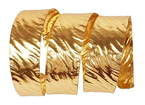 Image of Touchstone Indian Bollywood Desire Brass Base Exotic Workmanship Free Size Cuff Bracelet in Antique Gold Or White Or Copper Tone for Women.