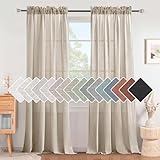 Elegant Natural Linen Blended Energy Efficient Light Filtering Curtains / Rod Pocket Window Treatments Panels / Drapes for Livingroom (Set of 2, Angora, 52 inch W X 96 inch L)