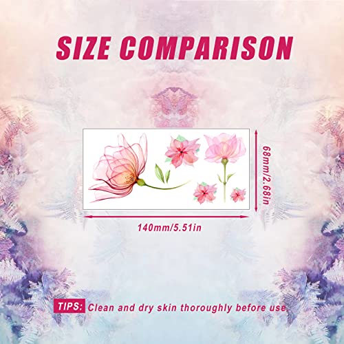 Casciybo Flower Temporary Tattoos For Women Girls, 10Sheets Fake Watercolor Rose Lily Tattoo Stickers Waterproof Art For Face Body Arm Kids Birthday Party Favors Makeup Supplies Gifts #TOP5