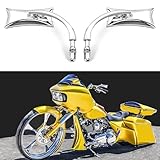 goodfitment Motorcycle Mirrors Chrome, M10 Motorbike Rear View Mirror Side Accessories Irregular Shape Compatible with Harley Sportster Custom Iron 883 Road King Street Softail and Electra Glide