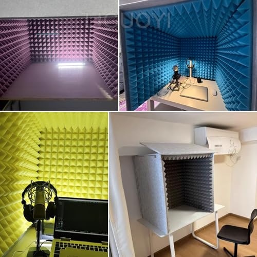 LIGUOYI Cabina Portátil para Aislamiento Acústico de Estudio, Paneles de Espuma Acústica 80×80×80cm, Protector Plegable para Micrófono para Grabación Musical Oficina Estudio en Casa (Gris) miniatura 6