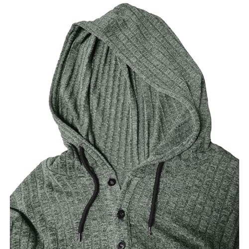 Men's Long Sleeve Sweatshirt Henley with Buttons Ribbed Knit Hoodie Pullover Casual Comfortable Hooded4