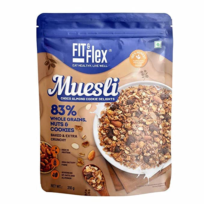Fit & Flex Healthy Muesli 450GM Baked & Extra Crunchy Choco Almond