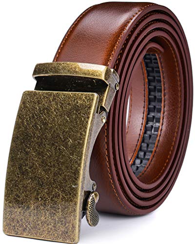 Image of Beltox Men Leather Belt w Slide Ratchet Interchangeable Buckle