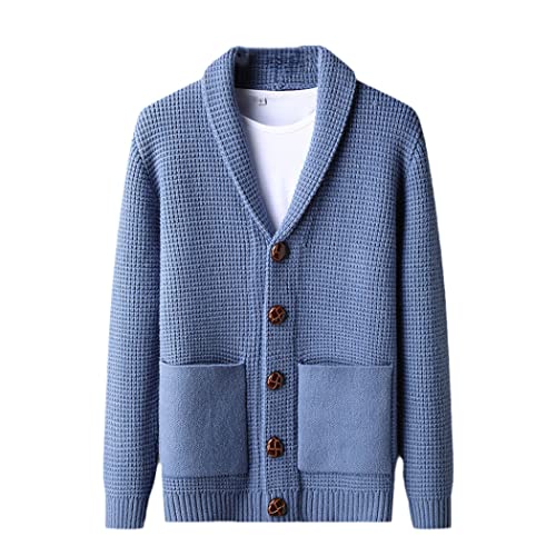 Cardigan d'automne à col en V homme bleu pour vos sorties en ville