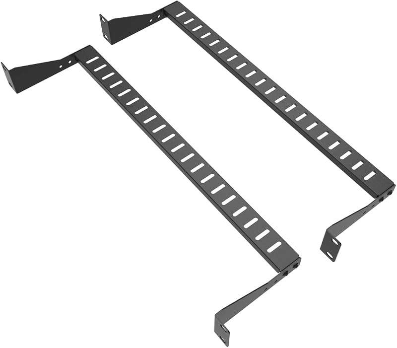 2 Pack of 1U 19-Inch Rack Mount Cable Management Cross Bar | Metal Depth Adjustable Horizontal Cable Lacing Bracket Bar Panel, Black (1U2PCS)