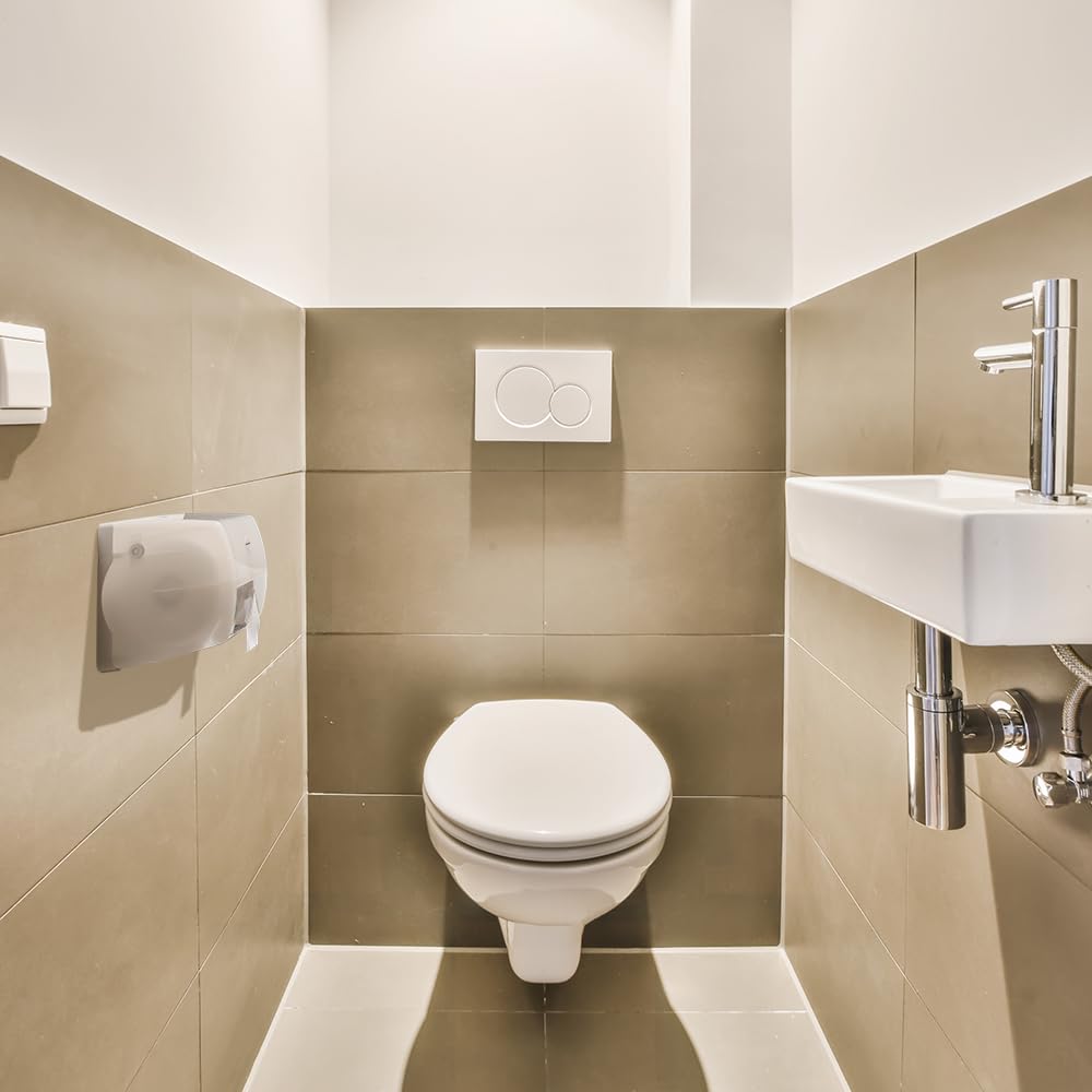 EZ-Pull 4250-EZ - Dispensador de papel higiénico doble para montaje en pared, lado a lado, para baño, oficina, comercial/industrial, color blanco perla, 4250-EZ