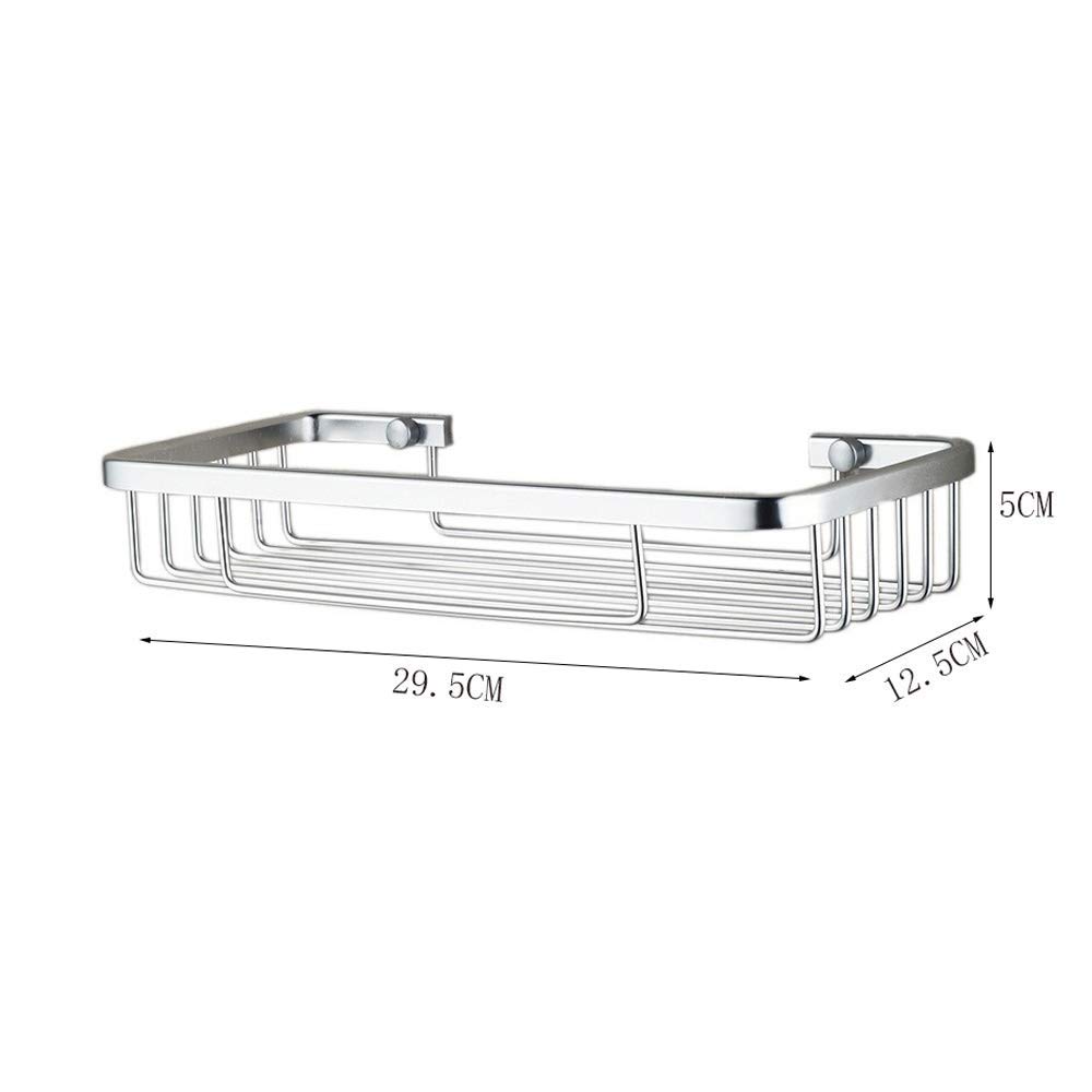 Estante organizador de aluminio para baño con cesta de jabón de drenaje, estante rectangular de almacenamiento para inodoro, ducha, estante de pared, decoración del hogar y accesorios de baño