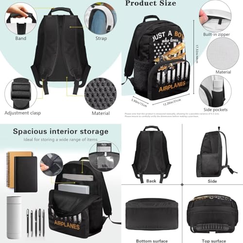 HUIACONG Custom American Flag Backpack for Boys with Name Personalized Bookbag and Lunch Box Customized Airplane Backpacks for Elementary Middle School Bag Back to School Gifts4