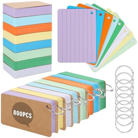 800 Pcs Coloured Flash Cards with Rings Cover