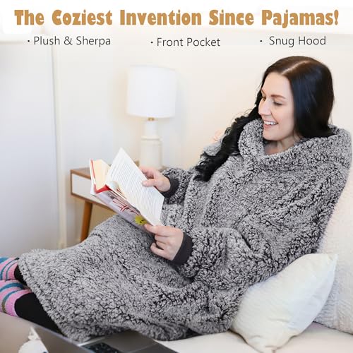 Image of Catalonia Oversized Hoodie Blanket Sweatshirt, Comfortable Sherpa Giant Pullover with Large Front Pocket for Adults Men Women Teenagers Wife Girlfriend