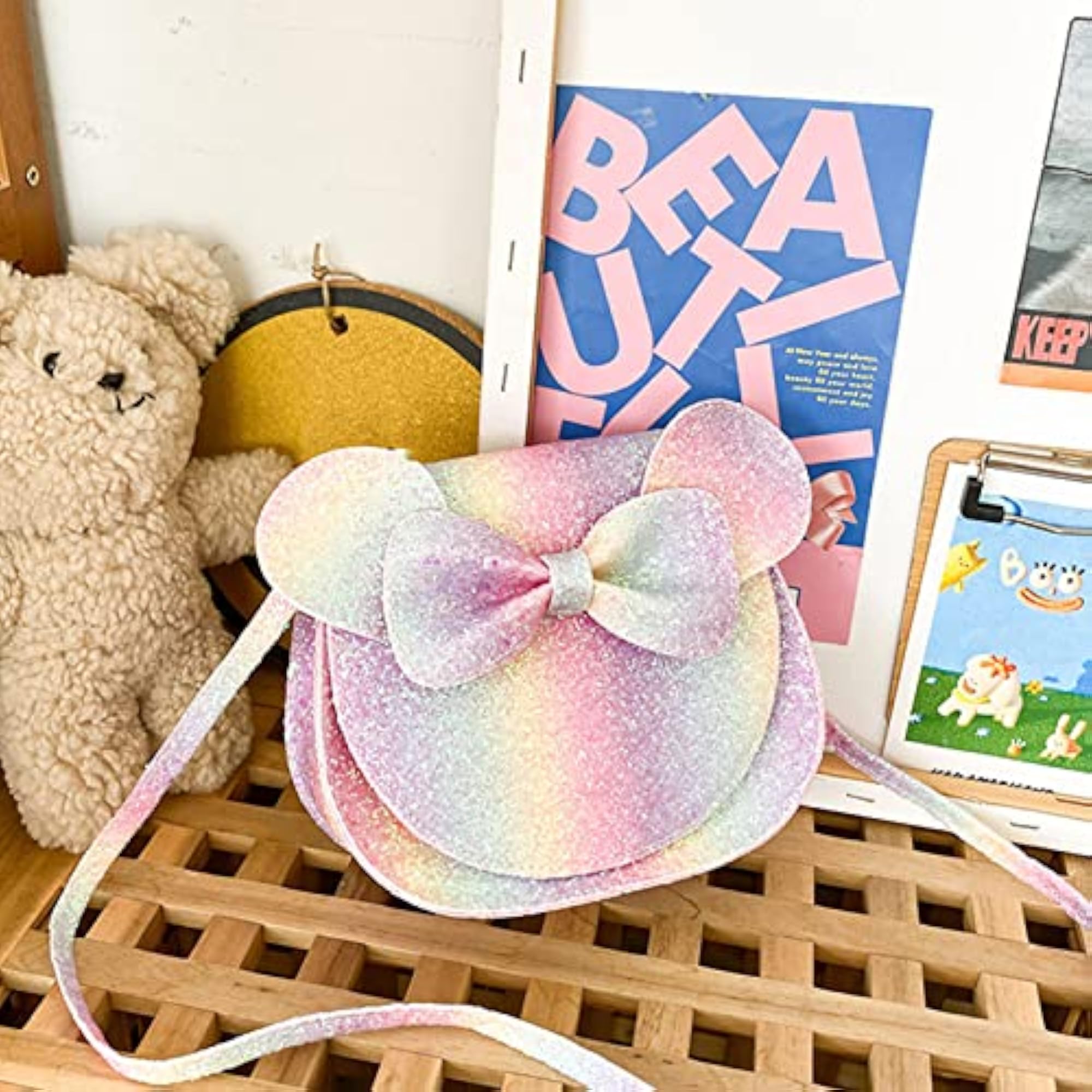 Children's Bowknot Shoulder Bag with Cartoon Mouse Ears