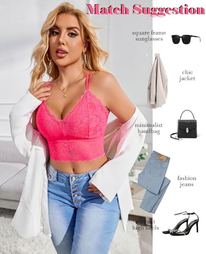 Image of Avidlove Lace Bralette for Women V Neck Camisoles Racerback Adjustable Strap Sexy Crop Tops