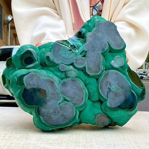 Quartz en cristal de malachite polie d'exception, pièce unique 500g