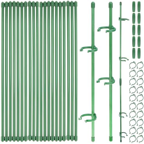 QWORK® Tutores para Plantas, 20 estacas, 20 Clips, 40 Tapas y 10 ...
