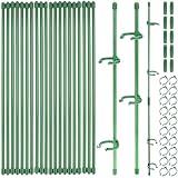 QWORK® Kit de tuteurage, 20 Tuteurs, 20 Pinces, 40 Capuchons et 10 Tubes rallonges pour Plantes d'intérieur, Fleurs et Plantes grimpantes.