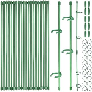 QWORK kit de tuteurage plastique, 20 tuteurs verts