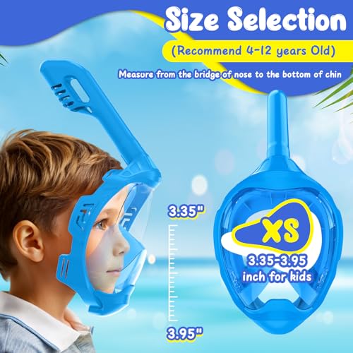 Kids Full Face Snorkel Mask, Snorkeling Gear for Kids, Kids Scuba Mask and Snorkel, Diving Mask, Snorkeling Set, 180 Degree Panoramic View Anti-Fog Anti-Leak miniatura 4
