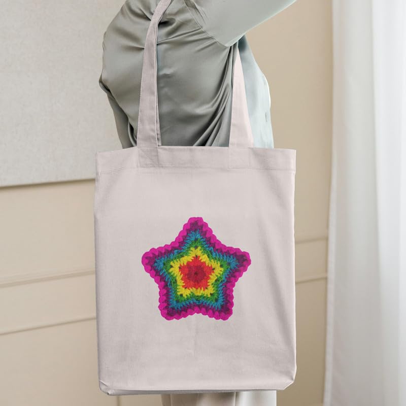 Image of Roundsun Handmade Cotton Canvas Vertical Tote Bag With Main Zipper Closure & Inner Pocket Long Handles Cross Stitching|300 GSM Cloth|Shopping /Grocery Multi-Purpose Bag