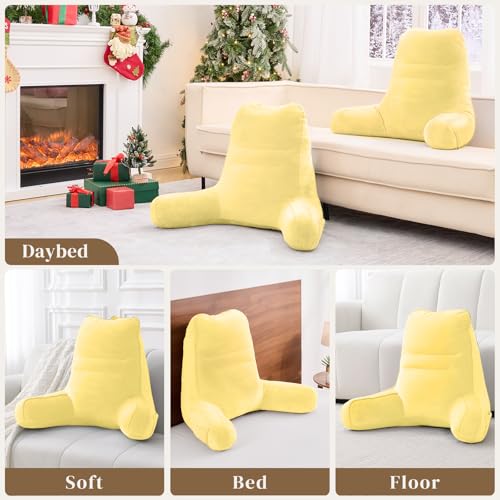 Image of Sasttie Reading Pillow for Bed, Back Pillow for Sitting Up, Light Yellow