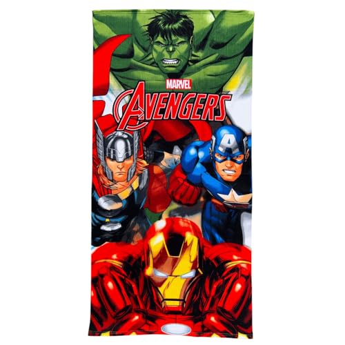 Toalla de playa para niño Avengers 70 x 140 cm toalla microfibra 100% poliéster secado rápido toalla playa piscina Marvel con Iron Man Capitán América Thor Hulk idea regalo