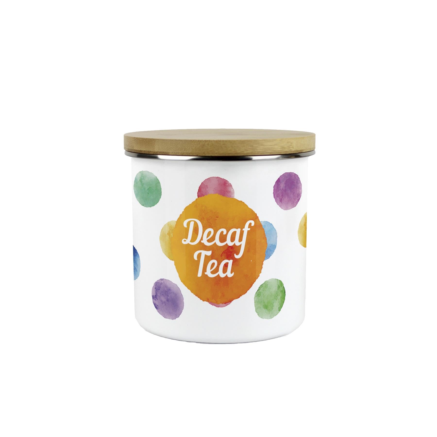 Purely Home Multicoloured Polka Dot Decaf Tea Storage Canister - Vibrant and Colourful Kitchen or Housewarming Gift - Tea/Coffee/Sugar Jars