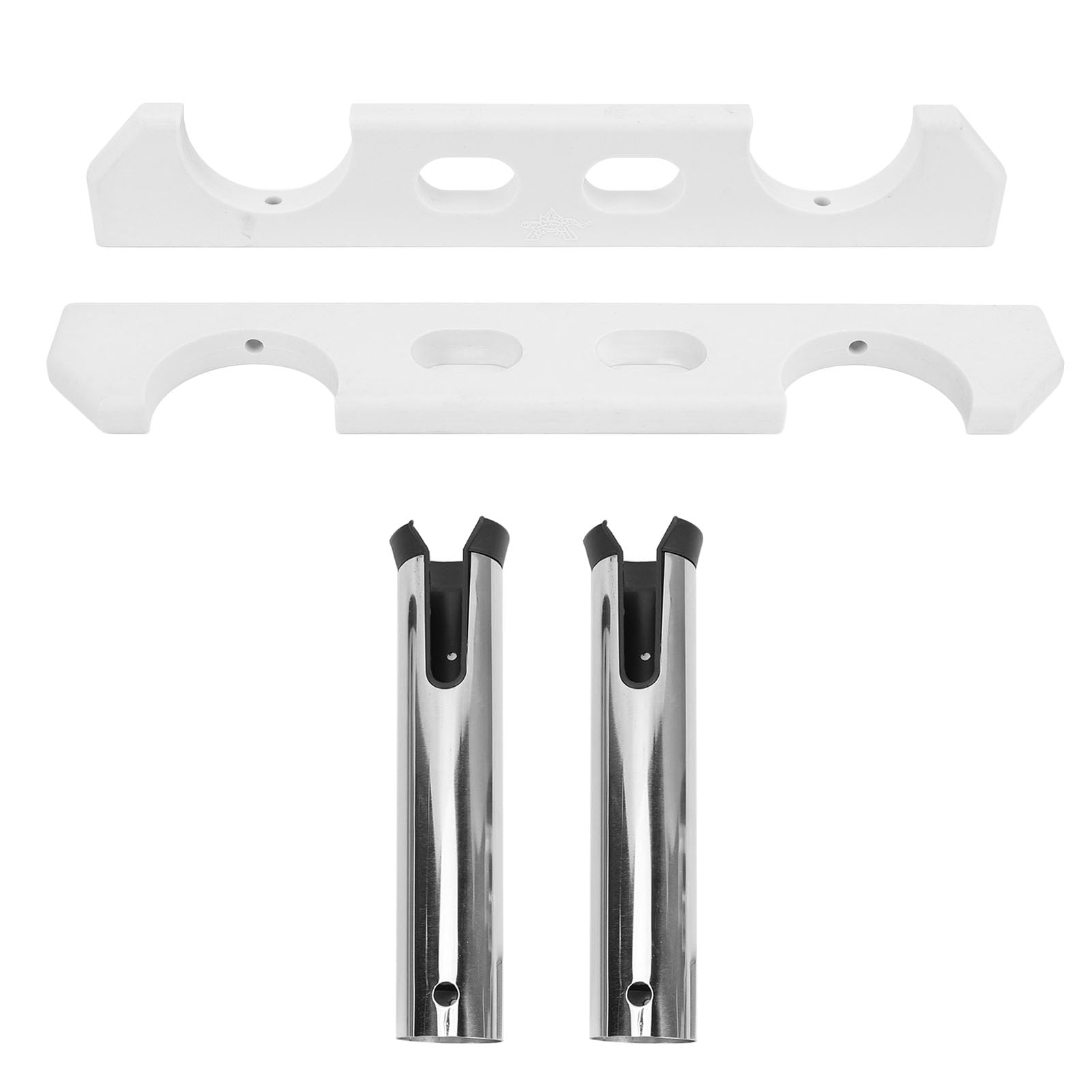 Hidyliu Soporte para Caña de Pescar de Acero Inoxidable, Soporte de Tubo de Doble Enlace Resistente para Yate Marino RV, 2 Unidades