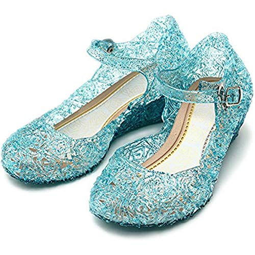 LOBTY Ballerines Bleu pour Enfant Petite Fille Déguisement Princesse Reine Neiges Chaussures Filles Princesse Chaussures pour Halloween Fête Anniversaire Noël EU25-37 Cover