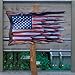Handmade Honor US Flag with Cypress Trim Metal Wall Art, Patriotic Metal Sign Decor, American Flag Spring Decoration for House, Yard and Patio