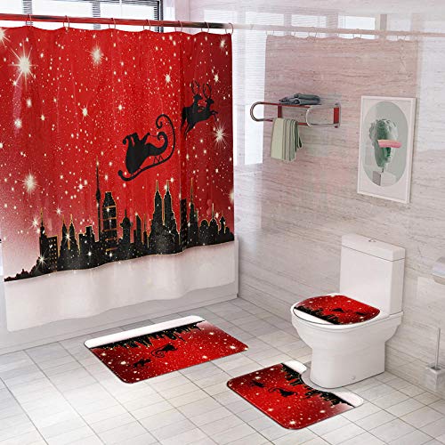 Claean-Acces-Home Badezimmerteppich Set Europa-Stil Badematte Und Duschvorhang Set Weihnachten Badezimmer Teppich… – Bild 3
