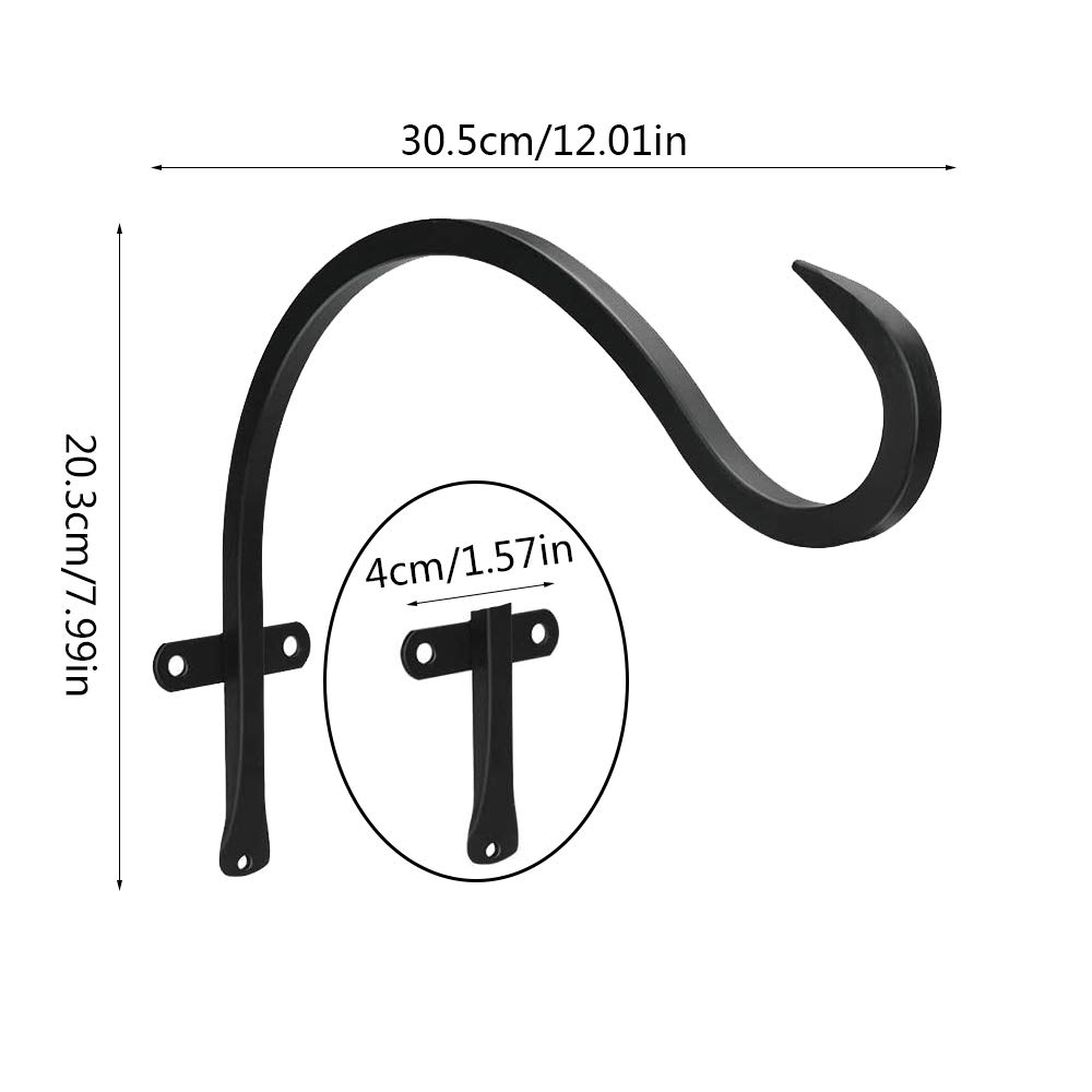 Gtongoko Supporto Da Parete Per Piante In Metallo - 2 Pezzi - 15,5x9,4 Cm - Nero - Per Interni/Esterni Con Viti Incluse - 2
