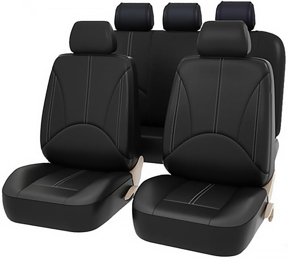 9 Pcs Car Seat Covers Full Sets for Ford Focus III Sedan 2011 2012 2013 2014 2015 2016 2017 2018 Universal Automotive Cushion Covers Waterproof Car Seat Protector Anti-Slip,Black