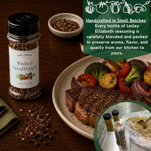 Image of Lesley Elizabeth Wicked Good Pepper - All-Purpose Gourmet Black Pepper Seasoning for Chicken, Beef, Pork, Seafood & Vegetables | Bold Flavor Spice Blend for Cooking & Grilling