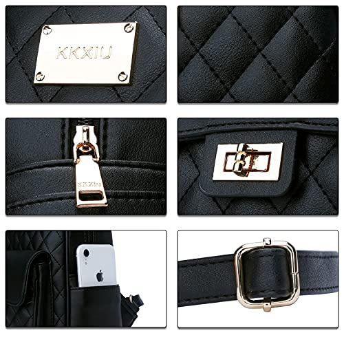 Kkxiu Fashion Small Backpack Purse For Women And Ladies Quilted Synthetic Leather Mini Bookbag (A-Black) #TOP1