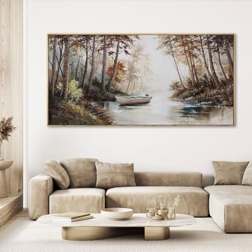 KLAKLA Vintage Framed Wall Art - Paintings with Frame Canvas Antique Wall Decor Retro Landscape Tree Picture for Living Room Prints Artwork for Walls Bedroom Office Home Decoration - 58x29 Inches by KLAKLA - Used condition - Image 4