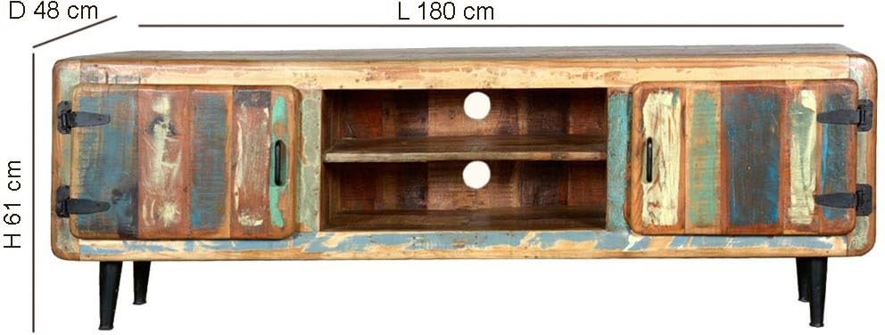 Image of APRODZ Solid Wood Aarhus TV Stand Cabinet for Home | TV Unit for Living Room | Multicolor Finish