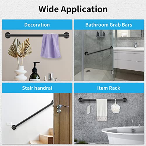 PNBO Wall Handrail 3FT/90CM,Industrial Staircase Railing 1.25 Inch Tube Diameter,Galvanized Pipe Handrails for Indoor Stairs with Wall Mount Support,for Wall Mounted Stairway Handrail - Image 3