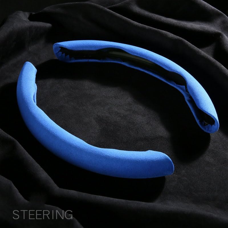 Image of Automaze New Carbon Fiber ABS Texture Steering Wheel Cover for Cars, Safe and Non Slip Car Interior Accessory (Suede Blue)