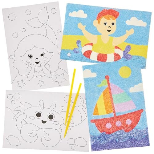 Baker Ross FN417 Images de sable d'été - Lot de 10, arts plastiques et artisanat pour enfants