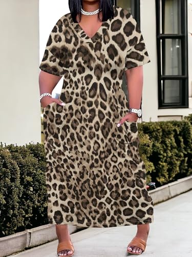 Image of SUZONANA Plus Size Dresses for Curvy Women African Print American Dress Summer Outfits Casual Loose with Pocket