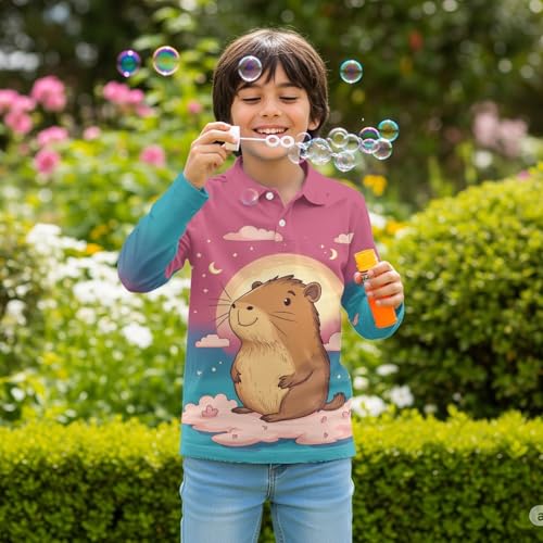 HUIACONG Kids Long Sleeve Golf Shirts for Boys Girls Sweatshirts for Children4