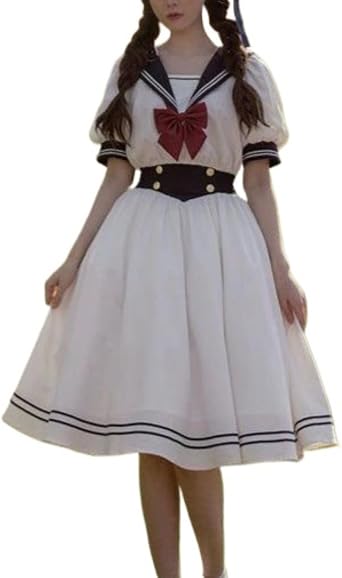 Kawaii Lolita Princess Dress Women Sailor Collar Tulle Fairy Dress Cute Elegant Party Outfit Casual Dress