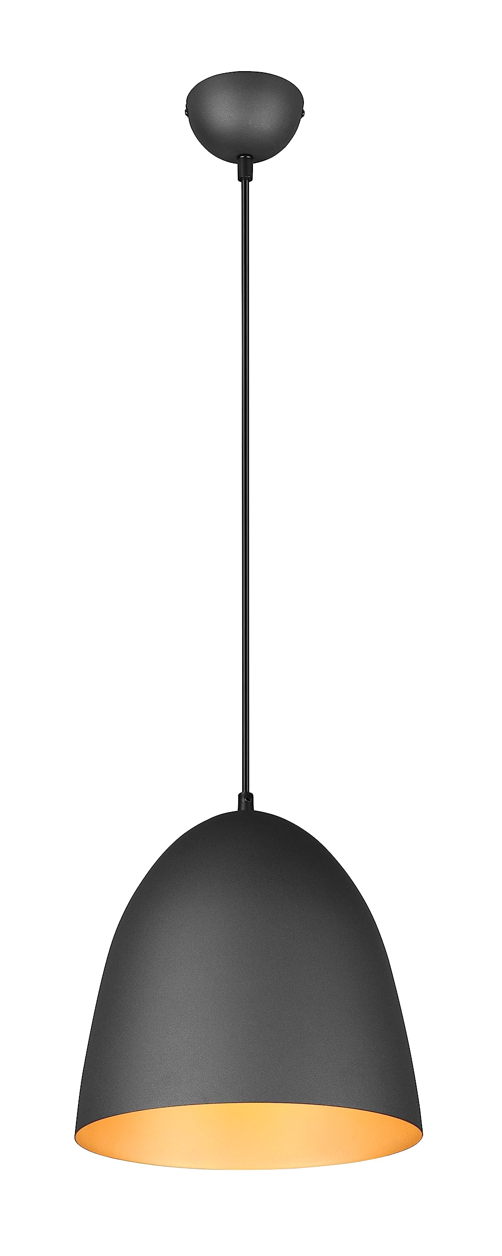 Reality Leuchten Pendelleuchte Tilda R30661080, Schirm Metall Schwarz matt/goldfarbig, exkl. 1x E27