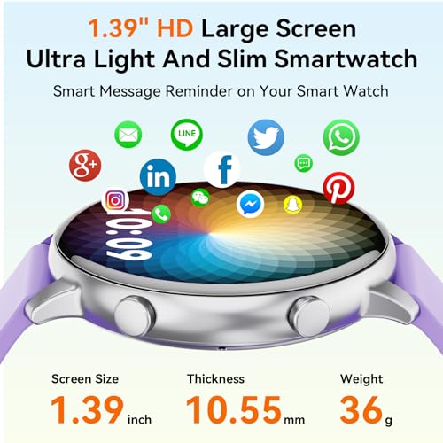 Hwagol Smart Watch (Answer/Make Calls), 1.39" Fitness Tracker, Smartwatch Heart Rate/Sleep Monitor/Pedometer/Calories, 140+ Sports Modes, Waterproof Women's Men's Fitness Watch for Android iOS - Image 3