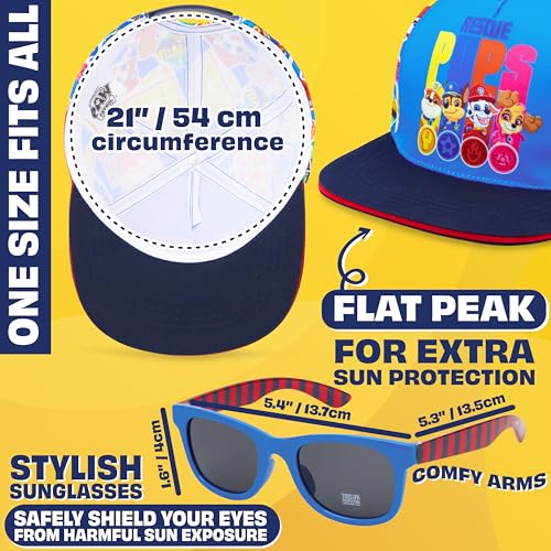 Image of Paw Patrol | Hot Wheels | Sesame Street Kids Baseball Cap & Sunglasses Set with UV Protection, Gifts for Boys 2-6