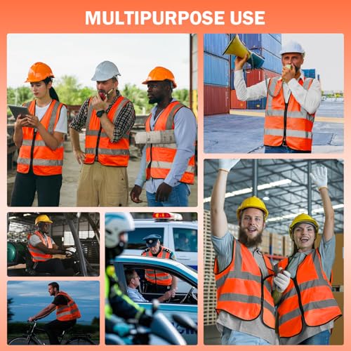 Image of CHGANG Safety Vest, Reflective Hi Vis Vest with Zipper, High Visibility vest for Construction, Traffic