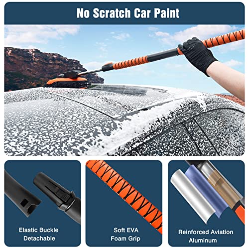 Yeewayveh Car Wash Kit, 55" Extendable Car Wash Brush With Long Handle, 180° Rotating Washing Brush With 2 Microfiber Scratch-Free Mop Heads, D-Shape Handle & Window Squeegee Car Cleaning Kit Tools #TOP3