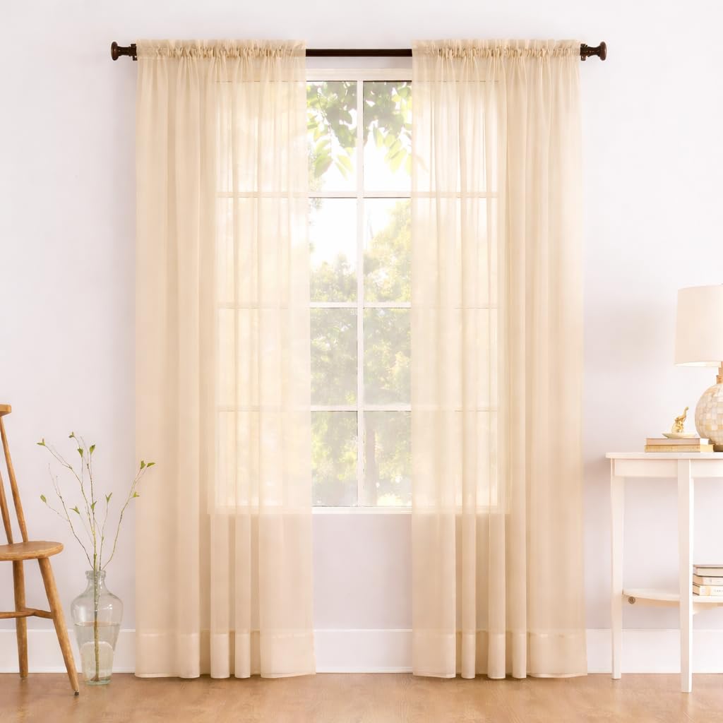Megachest a pair of slot top voile curtains (Mink, 56" wideX90 drop 2 Panels)