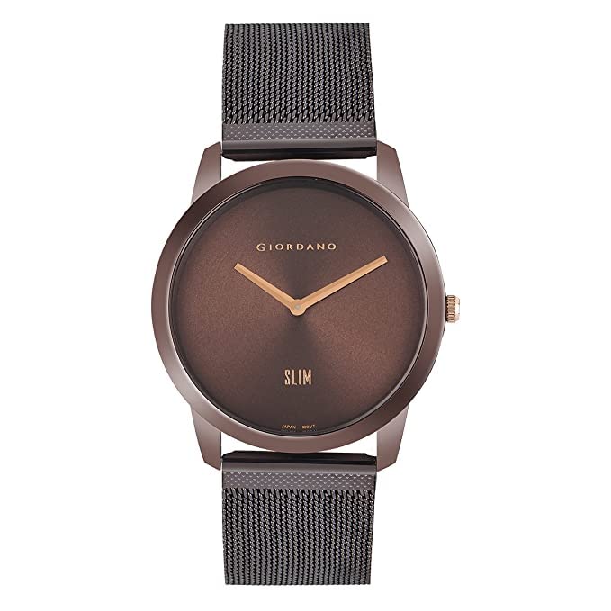 Giordano Trendy Slim Analog Watch for Mens & Boys with Brown Metal Mesh Band, Brown Case, Brown Dial with Rosegold Time-Hands for Casual & Formal Occasion - GD-4072-33 (B0BQ795BF3) Amazon Price History, Amazon Price Tracker